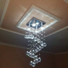 Lustre De Cristal Para Sala, Espiral Com 70cm De Altura, Base