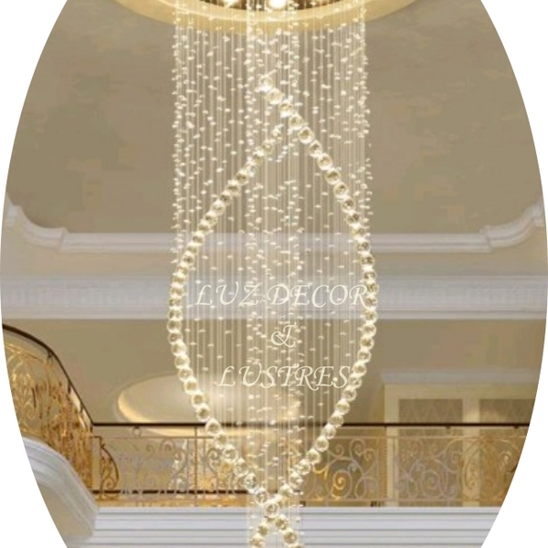 Lustre De Cristal Para Vão De Escada E Pé Direito Duplo 3,80m