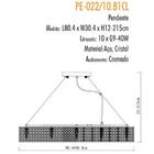 Lustre De Cristal Retangular 80cm Mais Luz Bivolt