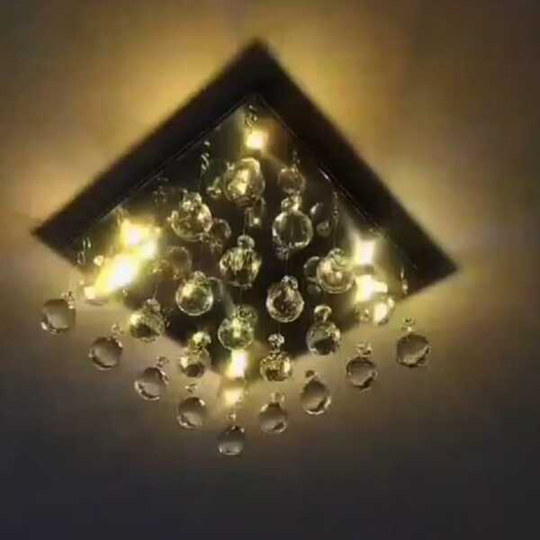 Lustre De Cristal Verdadeiro Base 20x20 Cm E Altura 10 Cm