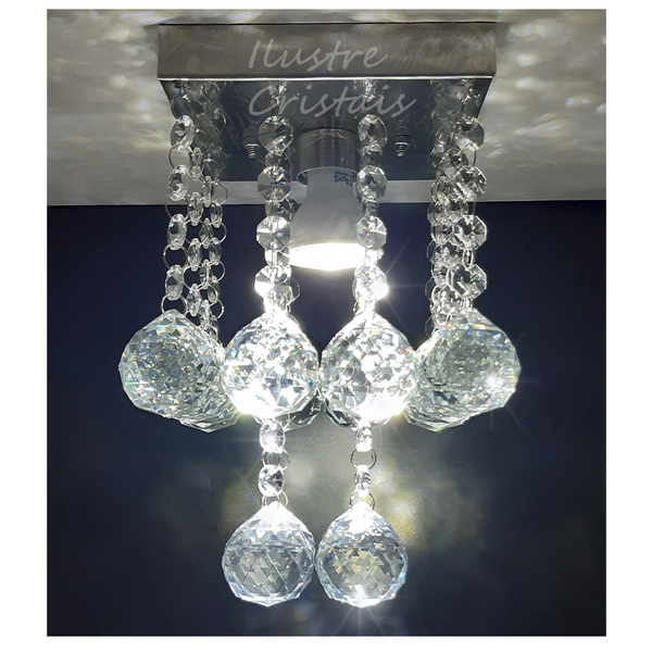 Lustre De Cristal Verdadeiro K9 14x14 Cm Altura 20 Cm