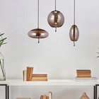 Lustre De Led Com Metal E Vidro 3.0k Marrom New Line Pd-1082