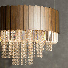 Lustre De Madeira Com Cristais Imbuia Esc Modelo Anajé 40 Cm