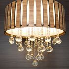 Lustre De Madeira Com Cristais Legítimos 50cm Amêndola