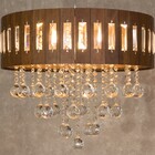 Lustre De Madeira Com Cristais Modelo Iguaçu 60cm Imbuia