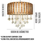 Lustre De Madeira Redondo Com Cristais 60cm Amêndola