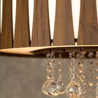 Lustre De Madeira Redondo Com Cristais 60cm Imbuia Mod. Purus