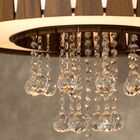 Lustre De Madeira Redondo Com Cristais 60cm Imbuia Mod. Purus