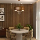 Lustre De Madeira Redondo Com Cristais 70cm Imbuia Mod. Purus