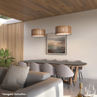 Lustre De Madeira Redondo Grande Amêndola 50cm Modelo Macauã