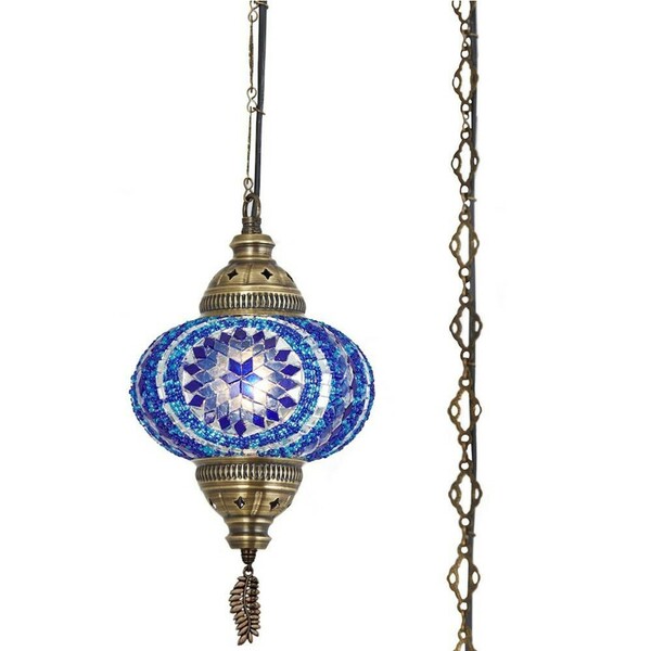 Lustre De Mosaico Turco Feito À Mão Azul Sea And Cherry