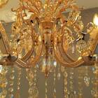 Lustre Dourado Com Cristais Âmbar 8 Braços 80cm