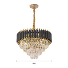 Lustre Dourado E Preto Com Cristais Transparente 50cm 8e14