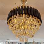 Lustre Dourado E Preto Com Cristais Transparente 50cm 8e14