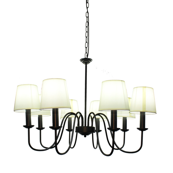 Lustre Em Metal Preto Com Cúpulas Em Tecido 8e14