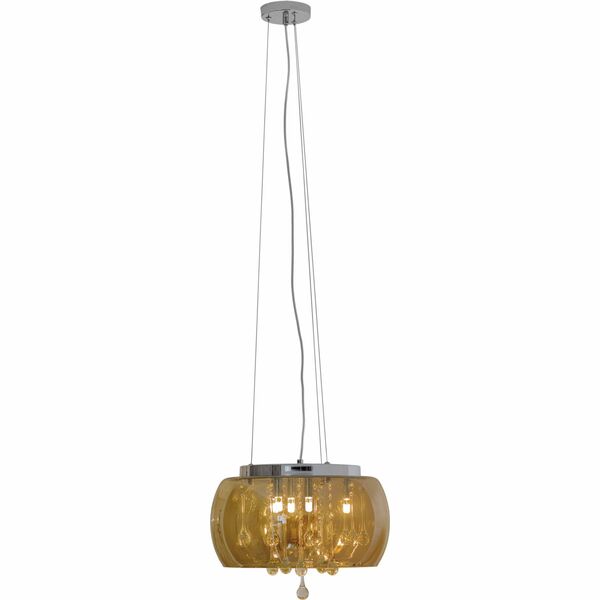 Lustre Glight Bellagio 400 Cupula Vidro Champagne Com Cristal