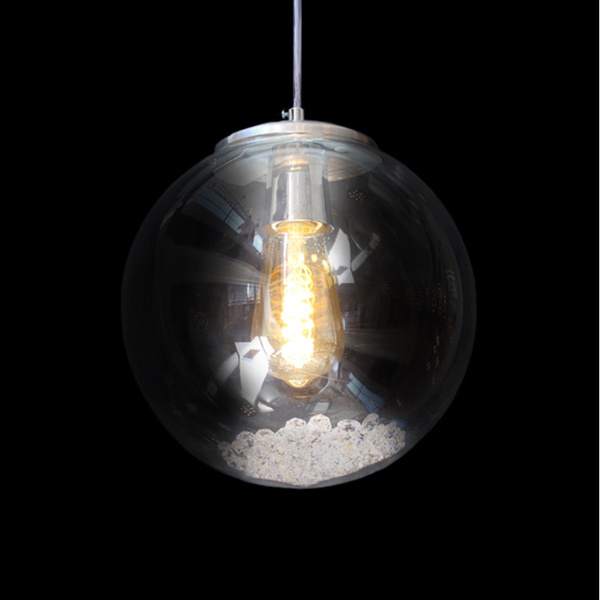 Lustre Globo de Vidro Dome com Cristais para 1*E27