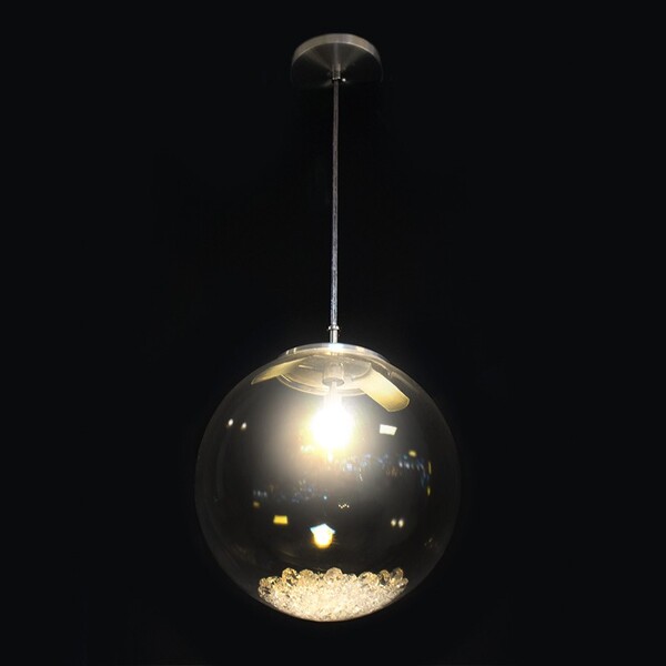Lustre Globo de Vidro Dome com Cristais para 1 Lâmpada G9