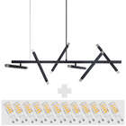 Lustre Grande Slim Moderno Billy Preta + 12 Led G9 De 5w