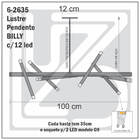 Lustre Grande Slim Moderno Billy Preta + 12 Led G9 De 5w