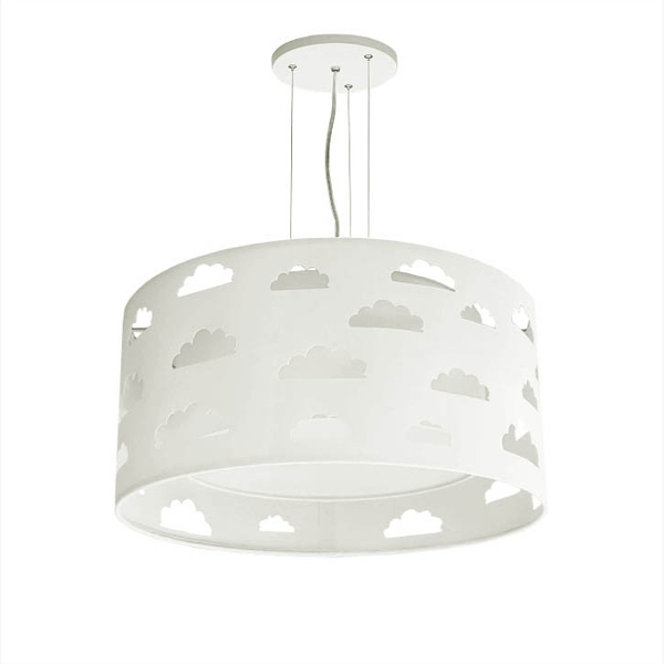 Lustre Infantil Nuvens  Recorte Branco 30x16