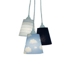 Lustre Infantil Nuvens E Chevron Tons De Azul E Branco Bivolt