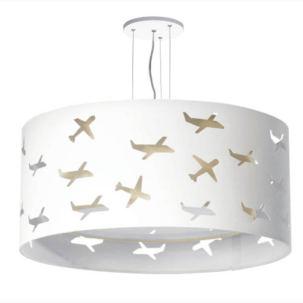 Lustre Infantil Pendente Aviões Duplo 50x16  Cru
