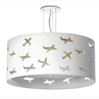 Lustre Infantil Pendente Aviões Duplo - Cáqui 30x16