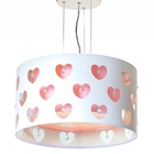 Lustre Infantil Pendente Corções C/ Cristais  Rosa 30x16