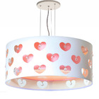 Lustre Infantil Pendente Corções C/ Cristais Rosa 50x16