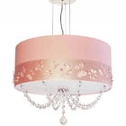 Lustre Infantil Pendente Faixa Flores E Borboletas Rosa 30x15