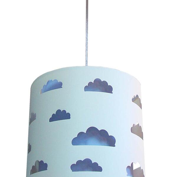 Lustre Infantil Pendente Nuvens Recortes Azul 25x25