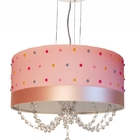 Lustre Infantil Pendente Pérolas Coloridas 30x15 Rosa