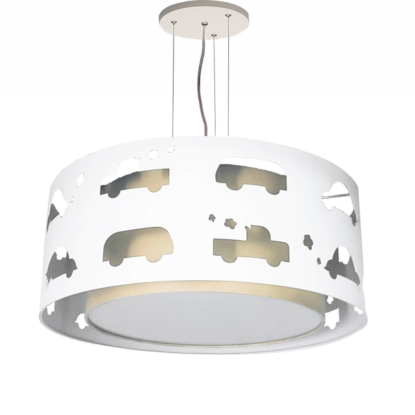 Lustre Infantil Pendente Recorte Carrinhos 50x16 Crú