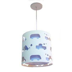 Lustre Infantil Pendente Recorte Carrinhos 25x25 Azul Bebe Leroy Merlin