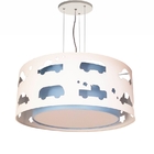 Lustre Infantil Pendente Recorte Carrinhos -40x16 Azul Bebê