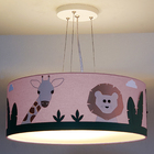Lustre Infantil Pendente Safari Cúpula Tecido 40x15 Cm  Rosa5