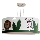 Lustre Infantil Pendente Safari Cúpula Tecido 50x15 Cm  Branc