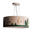 Lustre Infantil Pendente Safari Cúpula Tecido 50x15 Cm  Cáqui