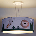 Lustre Infantil Pendente Safari Cúpula Tecido 50x15 Cm  Cinza