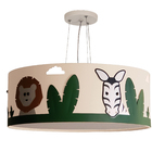 Lustre Infantil Pendente Safari Cúpula Tecido 50x15 Cm  Cru58