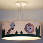 Lustre Infantil Pendente Safari Cúpula Tecido 50x15 Cm  Cru58