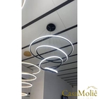 Lustre Led 4 Anéis Moderno 125w 80cm Preto C/ Controle