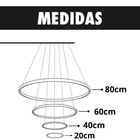 Lustre Led 4 Anéis Moderno 125w 80cm Preto C/ Controle