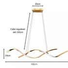 Lustre Led Espiral Moderno 54w 100cm Dourado C/ Controle