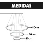 Lustre Led Moderno Pendente 113w Dourado C/ Controle 80cm