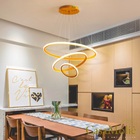 Lustre Led Moderno Pendente 113w Dourado C/ Controle 80cm