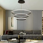 Lustre Led Moderno Pendente 113w Preto C/ Controle 80cm