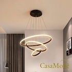 Lustre Led Moderno Pendente 113w Preto C/ Controle 80cm