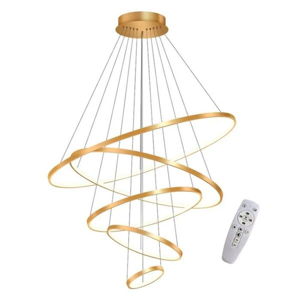 Lustre Led Moderno Pendente Anéis 5 Arcos Dourado Brinovar